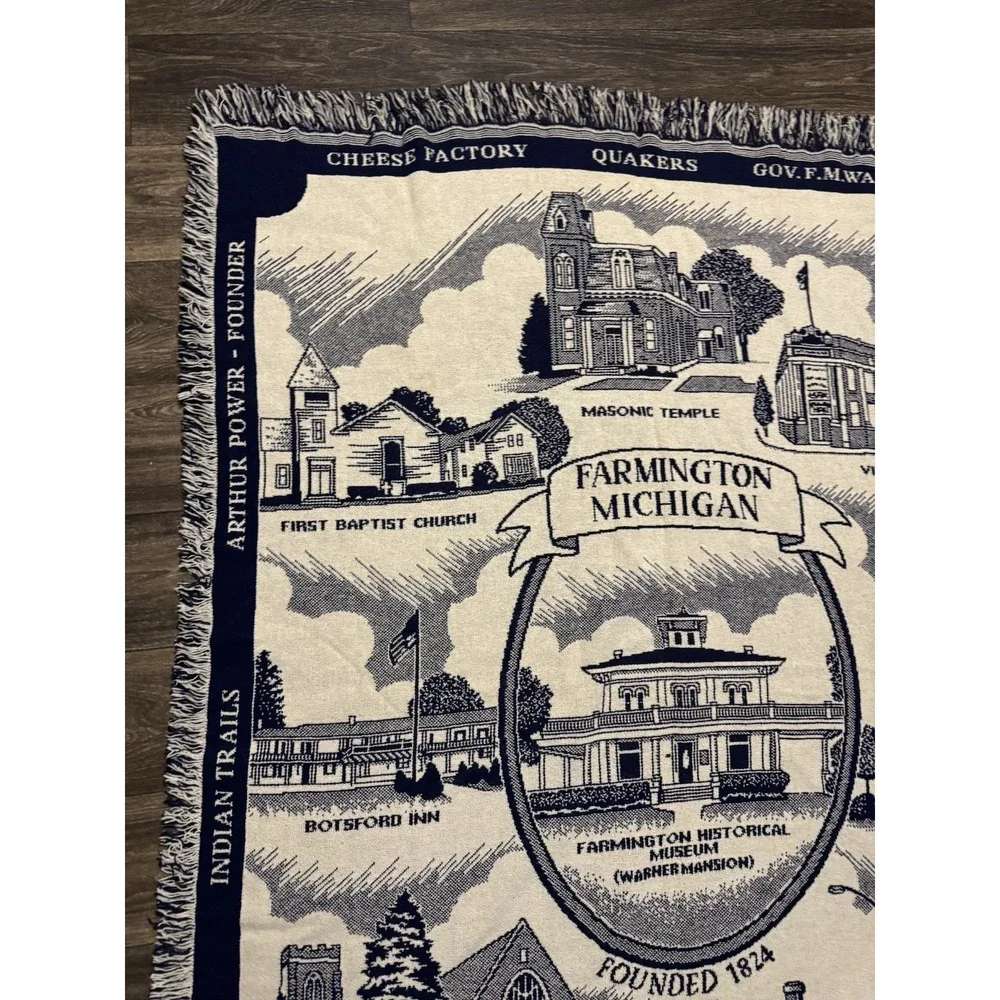 VTG Woven Tapestry Throw blanket Farmington Michigan‎